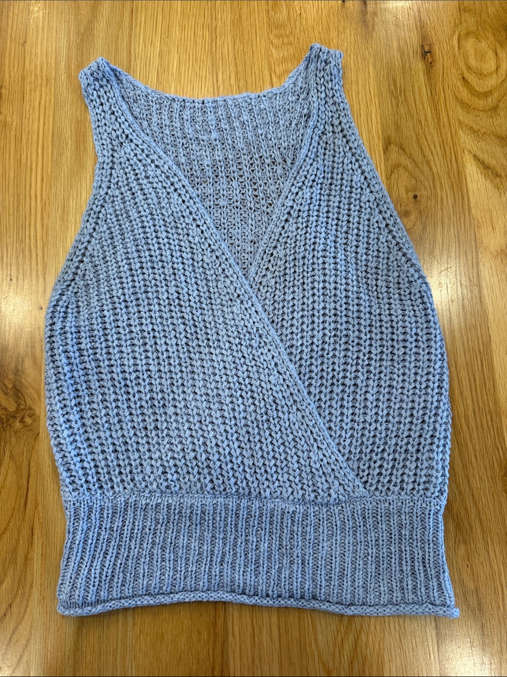 Light Blue Knit Wrap Tank Top